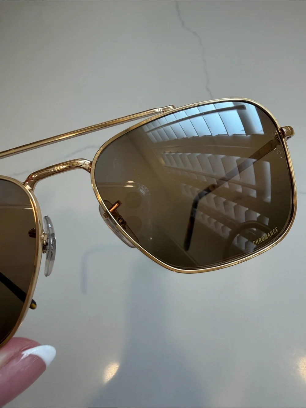 Ray-Ban Gold Frame Caravan Sunglasses with Brown Lenses